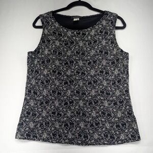 JTB Black Lace Floral Sleeveless Top Blouse Women's Plus Size L Made in USA‎